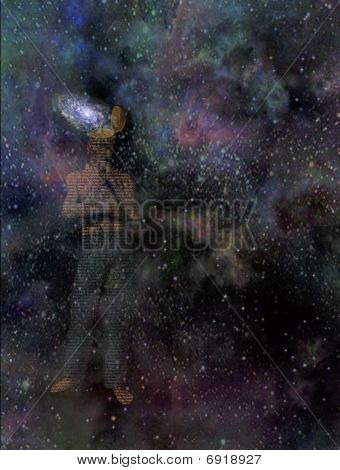 Muž s Galaxy mysl