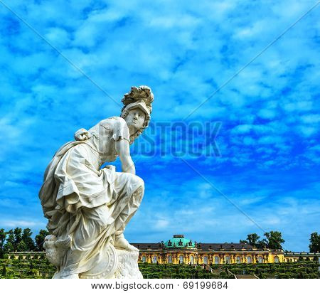 Woman sculpture in Castle Park Sanssouci in Potsdam, Germany