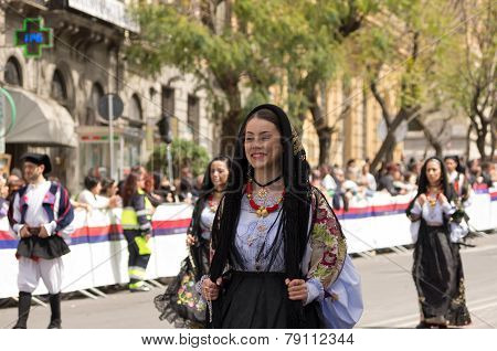 Girl With The Sardinian Typical Costumes