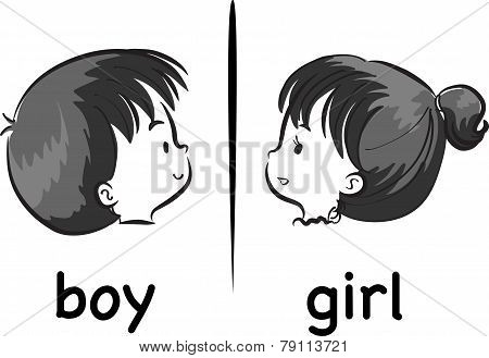 vector drawing boy and girl face