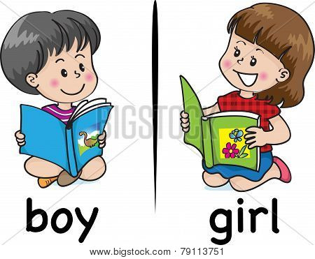 vector drawing boy and girl face