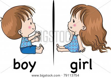 vector drawing boy and girl face