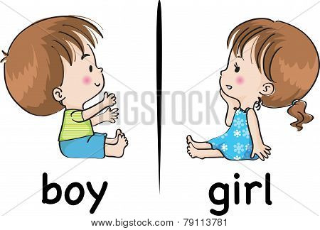 vector drawing boy and girl face