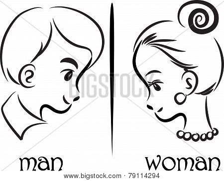 woman and man face