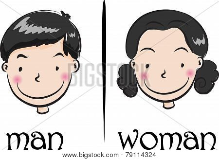 woman and man face