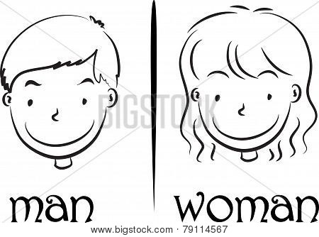 woman and man face