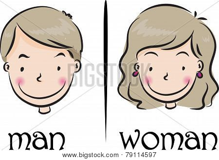 woman and man face