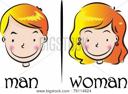 woman and man face