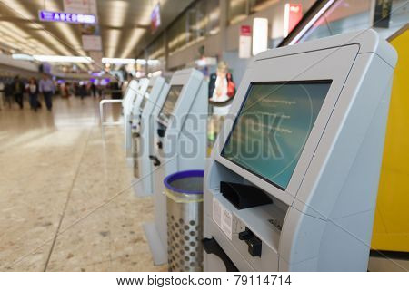GENEVA - SEP 15: Airport interior on September 15, 2014 in Geneva, Switzerland. Geneva International Airport is the international airport of Geneva, Switzerland