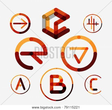 Logo set thin line clean style - business icons, branding emblems