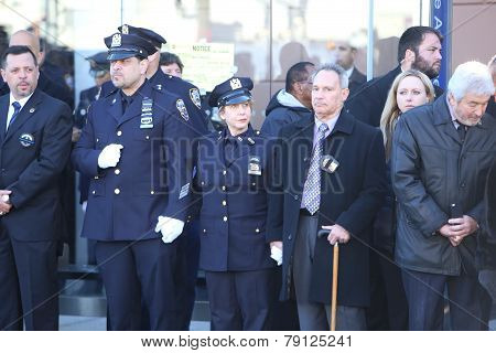 NYPD officers outside chapel