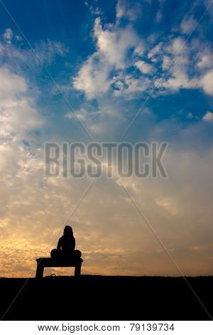 Silhouette People On Sky Background