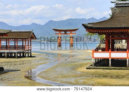 Floating Torii Gate In Itsukushima Shrine, Japan