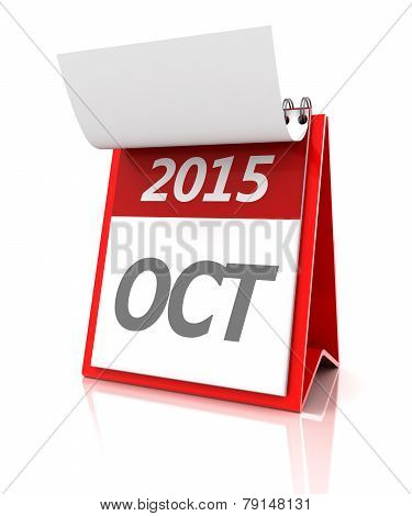 2015 October calendar, 3d render