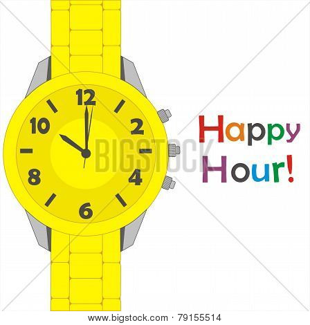 Vector yellow watch on white background