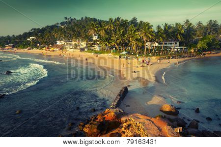 Tropical beach in the town of Mirissa, Sri Lanka