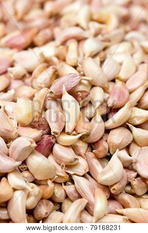 Full Frame Of Many Organic Garlic Cloves.