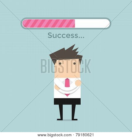 Businessman and success loading bar
