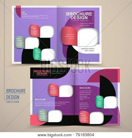 Modern Half-fold Brochure Template Design In Purple