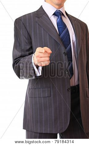 A businessman shows a gesture.