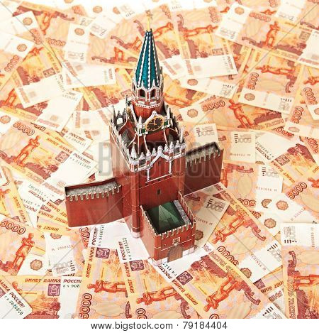 Model of the Moscow Kremlin in the background of five thousandth