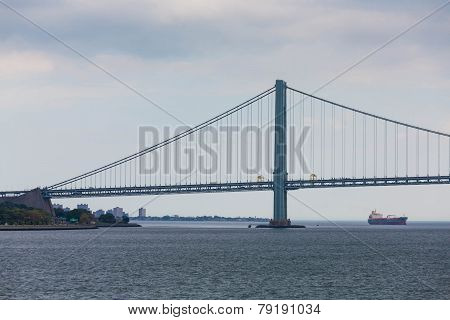 Verrazano Bridge On Cloudy Afternoon
