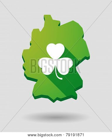 Germany Map Icon With A Clover