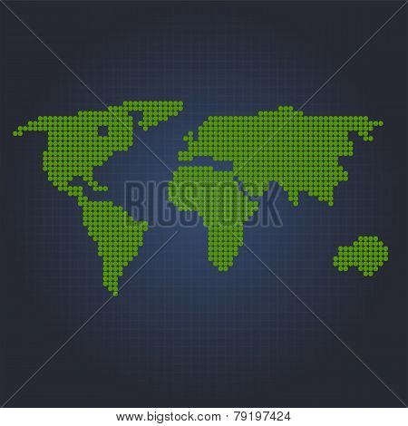 Planet , Decorated With Green Dots