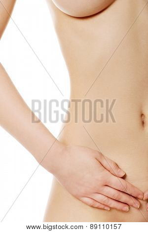 Beautiful slim cacuasian woman's belly.