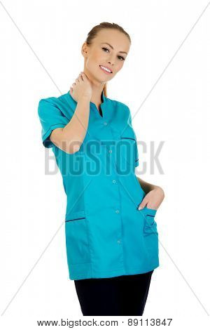 Beautiful smiling caucasian woman doctor.