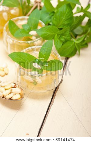 Arab Traditional Mint And Pine Nuts Tea