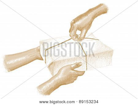 Courier Gives The Parcel