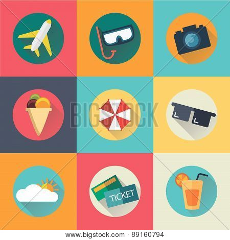 Summer icon. Flat design trend