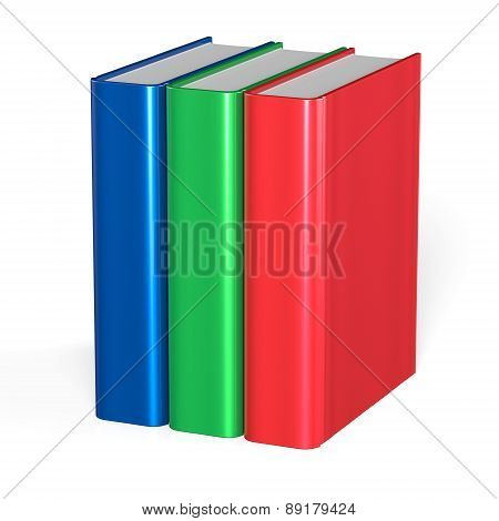 Three Books Blank Cover Standing 3 Textbook Workbook