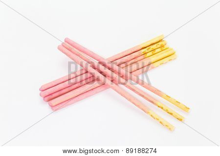 Biscuit stick strawburry coated