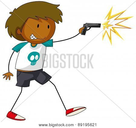 Close up boy with a fire gun in his hand