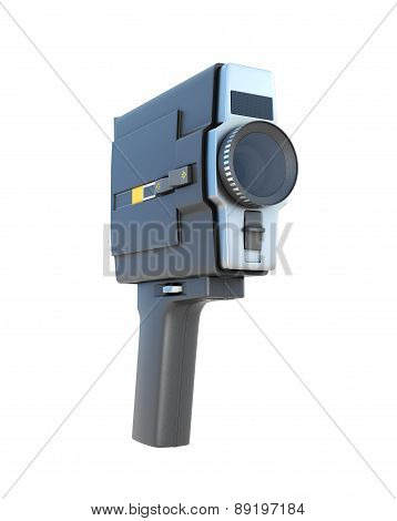 Old Movie Camera On A White