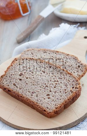 slices of gluten free bread made with various gluten free flours and  psyllium husk powder