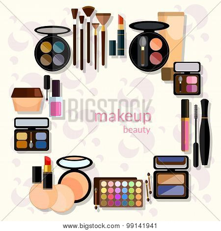 Glamorous Make-up Mascara Fashion Makeover Nail Polish Eye Shadow Lip Liner Lipstick