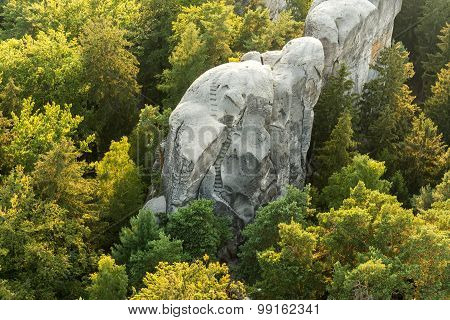 Czech republic / Hruba Skala / 2015/08/05. Sandstone formations in the Czech Paradise. Aerial photograph.
