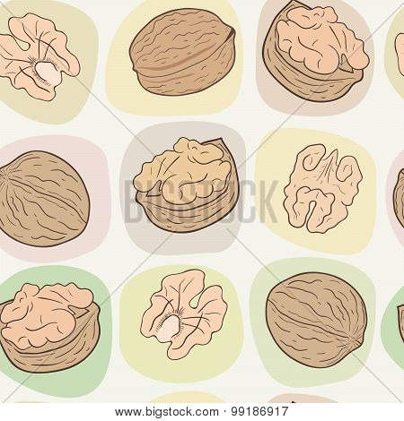 Walnuts seamless vector pattern