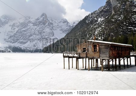 Chattel on frozen lake