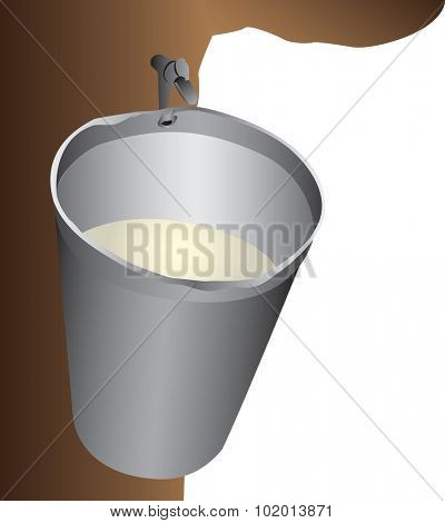 Illustration of a maple water collection bucket.