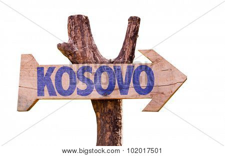 Kosovo wooden sign isolated on white background
