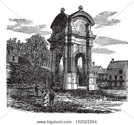 Plymouth, in Massachusetts, USA, vintage engraved illustration. Trousset encyclopedia (1886 - 1891).