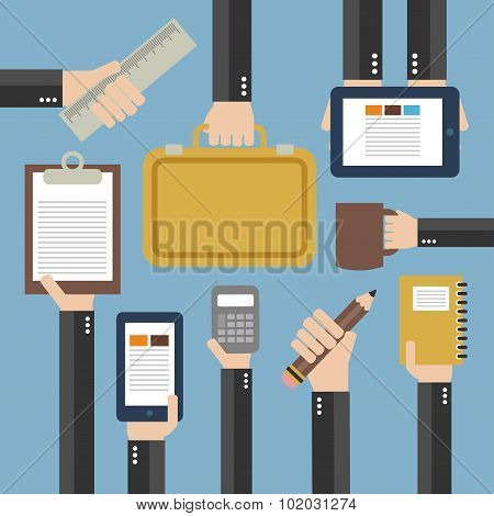 Business Flat background with hand