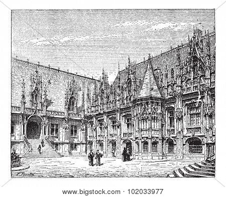Courthouse of Rouen, France, vintage engraved illustration. Dictionary of words and things - Larive and Fleury - 1895.