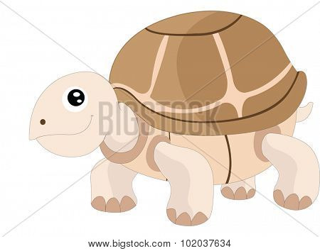 Cute turtle, brown, smiling, vector illustration