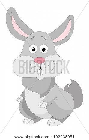 Cute grey rabbit, vector illustration