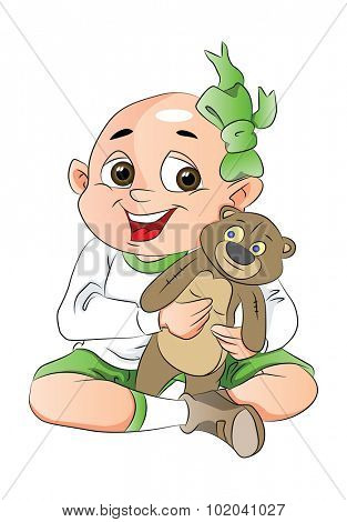 Boy with a Teddy Bear, vector illustration